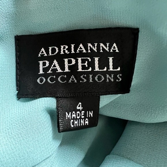 Adrianna Papell 100% Silk Halter Tie Dress Green Blue Brown Women's size 4 - Picture 4 of 11